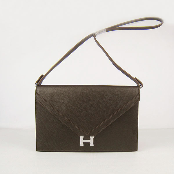 Hermes Message Bag Dark Coffee With Silver Hardware
